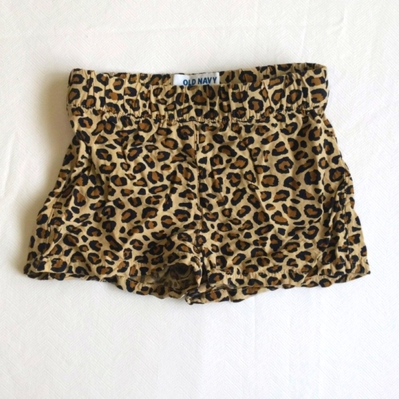 old navy leopard print lightweight rayon pull-on shorts 12-18 months baby girl - Picture 1 of 5